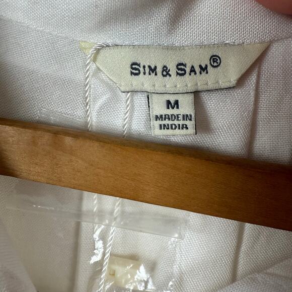 Sim & Sam Womens Sleeveless Top Size Medium Button Down Beach Vacation Travel - Picture 4 of 6